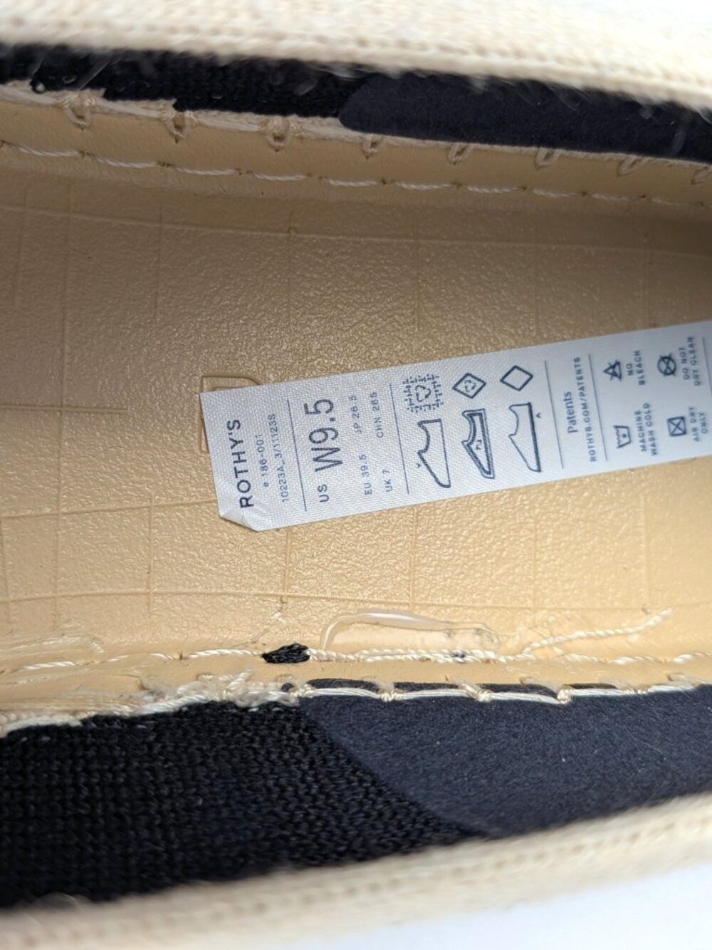 NWOT Rothy's Cream Black Espadrille Flats Ankle Wrap Laces 9.5 Sustainable - Picture 10 of 11